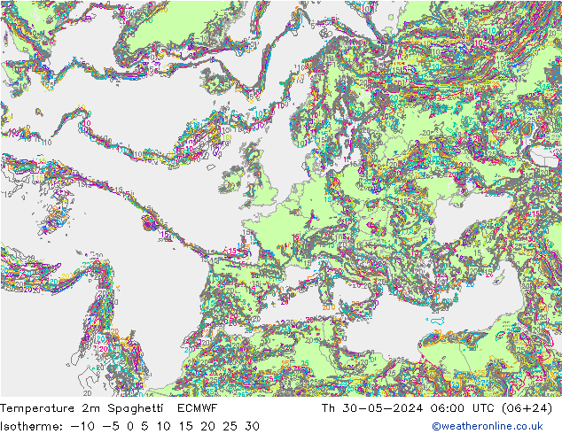 Sıcaklık Haritası 2m Spaghetti ECMWF Per 30.05.2024 06 UTC