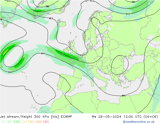 Prąd strumieniowy ECMWF śro. 29.05.2024 12 UTC