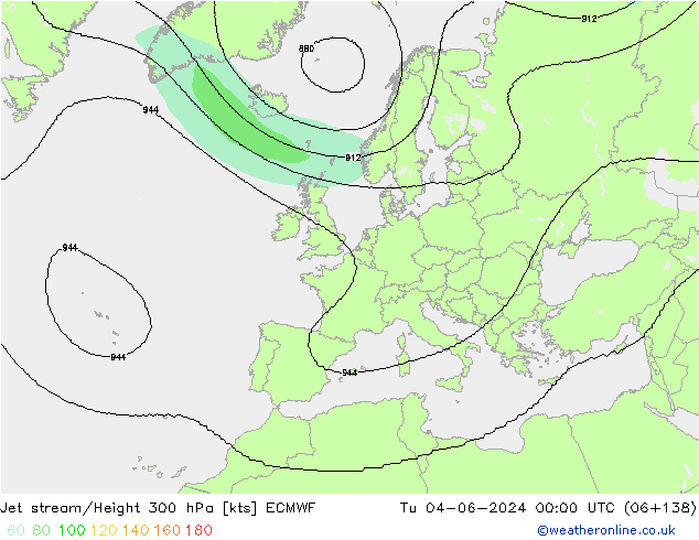 Jet stream ECMWF Ter 04.06.2024 00 UTC