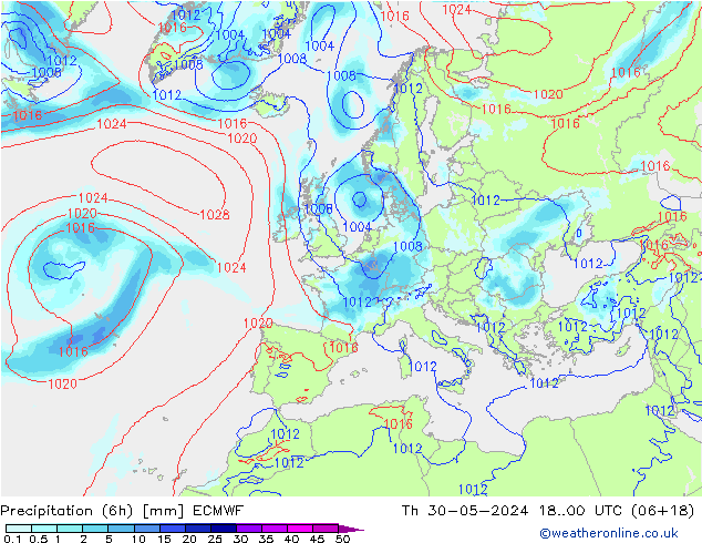 opad (6h) ECMWF czw. 30.05.2024 00 UTC