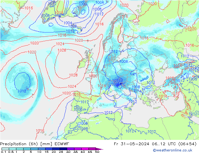 Yağış (6h) ECMWF Cu 31.05.2024 12 UTC