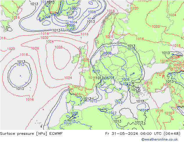 Surface pressure ECMWF Fr 31.05.2024 06 UTC