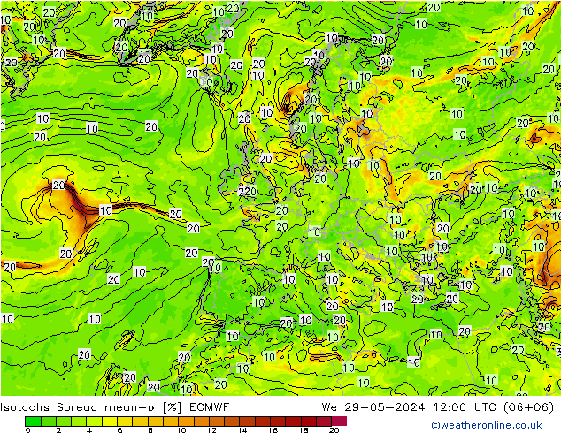 Isotachs Spread ECMWF We 29.05.2024 12 UTC