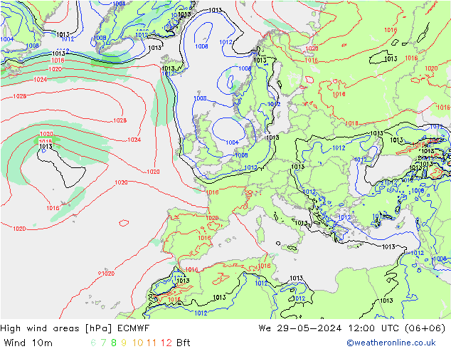 High wind areas ECMWF St 29.05.2024 12 UTC