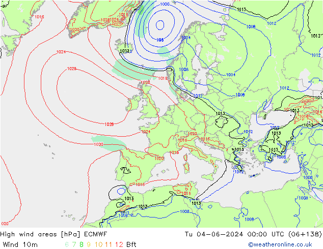 High wind areas ECMWF Ter 04.06.2024 00 UTC