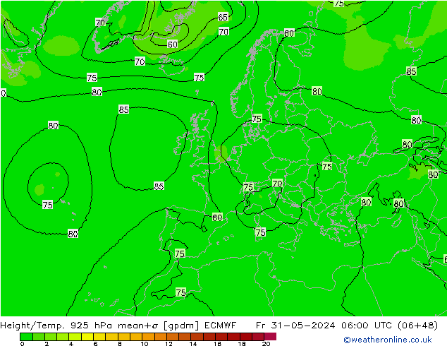 Height/Temp. 925 hPa ECMWF pt. 31.05.2024 06 UTC