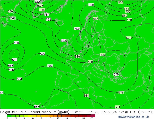 Géop. 500 hPa Spread ECMWF mer 29.05.2024 12 UTC