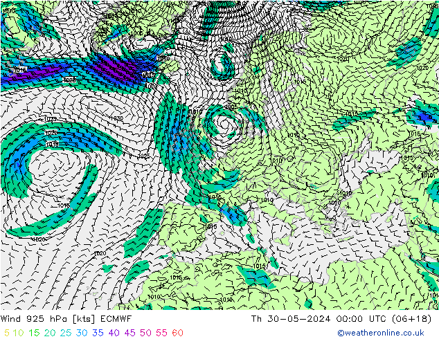 Rüzgar 925 hPa ECMWF Per 30.05.2024 00 UTC