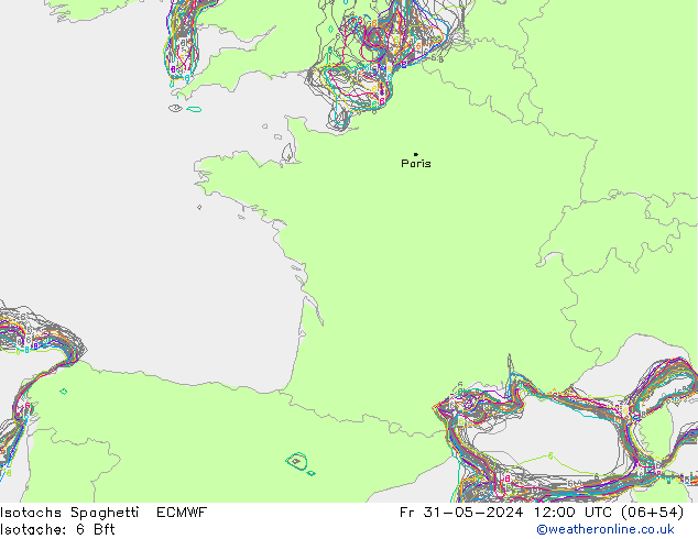 Isotachs Spaghetti ECMWF пт 31.05.2024 12 UTC