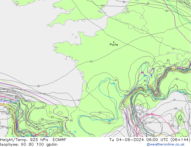 Geop./Temp. 925 hPa ECMWF mar 04.06.2024 06 UTC