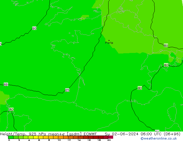 Height/Temp. 925 hPa ECMWF Ne 02.06.2024 06 UTC