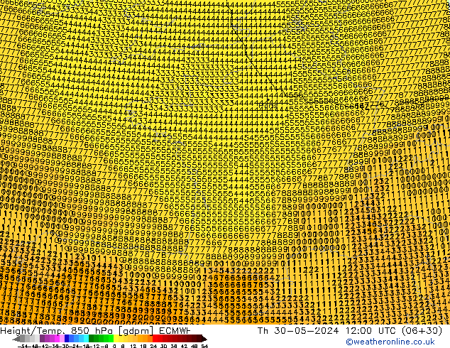 Geop./Temp. 850 hPa ECMWF jue 30.05.2024 12 UTC