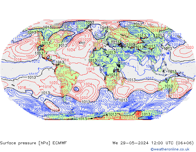 Bodendruck ECMWF Mi 29.05.2024 12 UTC