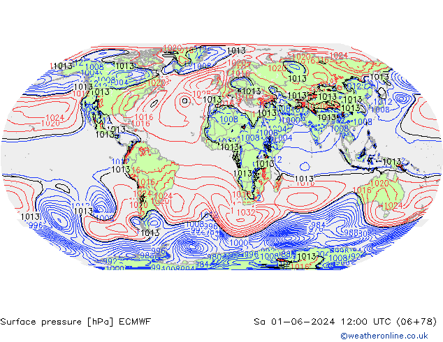 ciśnienie ECMWF so. 01.06.2024 12 UTC