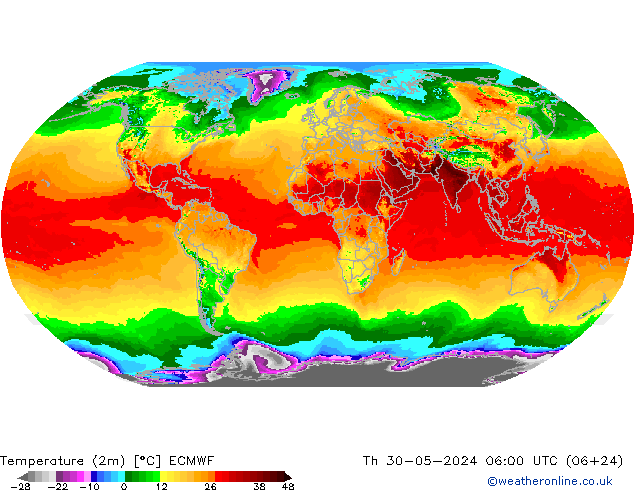 Temperatura (2m) ECMWF jue 30.05.2024 06 UTC