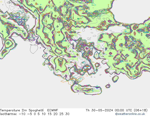Sıcaklık Haritası 2m Spaghetti ECMWF Per 30.05.2024 00 UTC