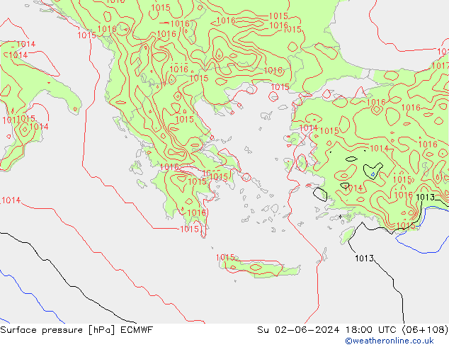 Yer basıncı ECMWF Paz 02.06.2024 18 UTC