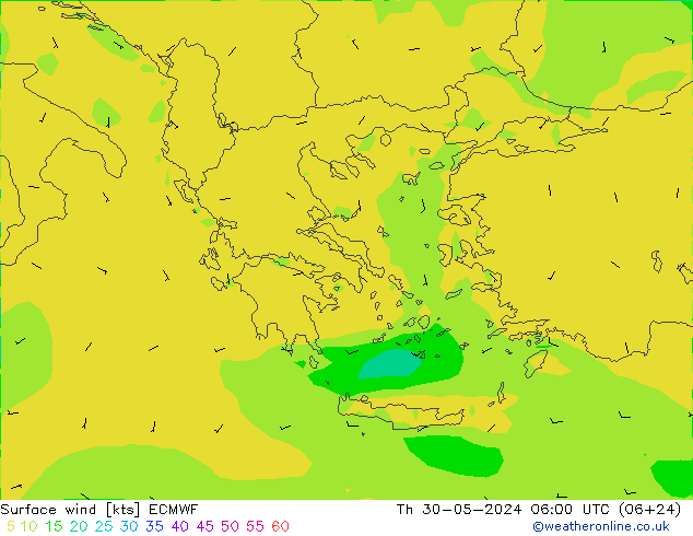 ветер 10 m ECMWF чт 30.05.2024 06 UTC