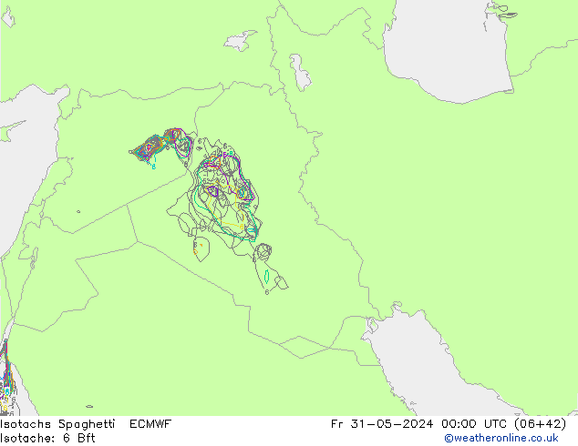 Isotaca Spaghetti ECMWF vie 31.05.2024 00 UTC