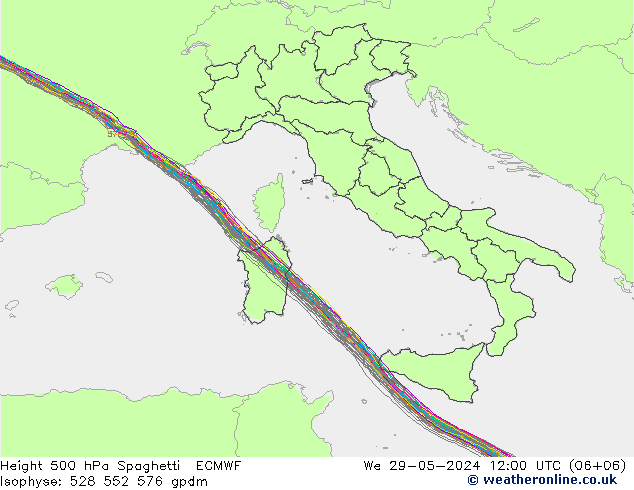 500 hPa Yüksekliği Spaghetti ECMWF Çar 29.05.2024 12 UTC