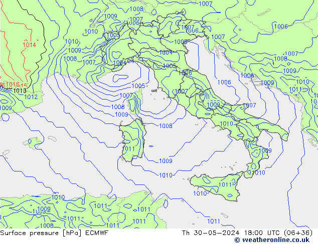 Bodendruck ECMWF Do 30.05.2024 18 UTC