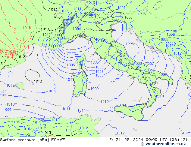 Surface pressure ECMWF Fr 31.05.2024 00 UTC