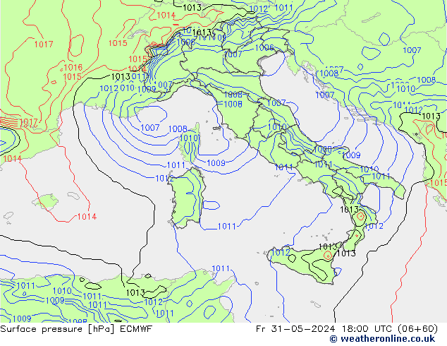 Luchtdruk (Grond) ECMWF vr 31.05.2024 18 UTC