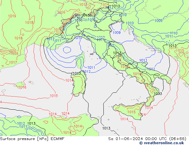 Surface pressure ECMWF Sa 01.06.2024 00 UTC