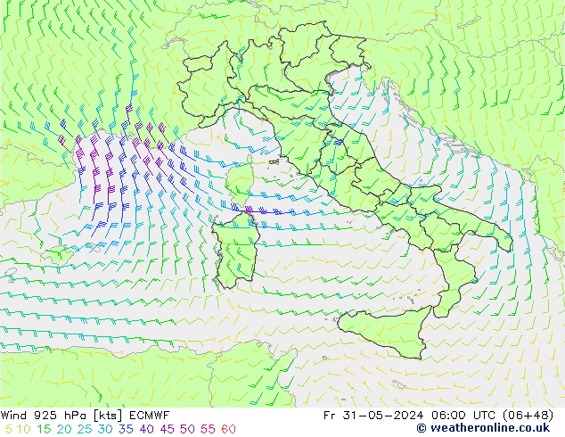 Viento 925 hPa ECMWF vie 31.05.2024 06 UTC