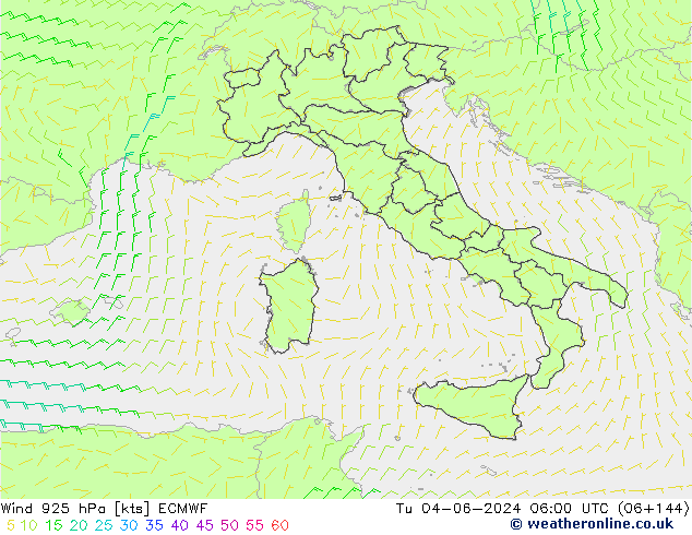 Wind 925 hPa ECMWF Tu 04.06.2024 06 UTC