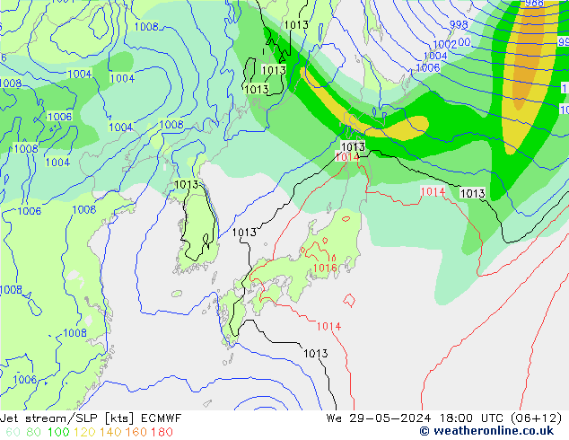 Corrente a getto ECMWF mer 29.05.2024 18 UTC