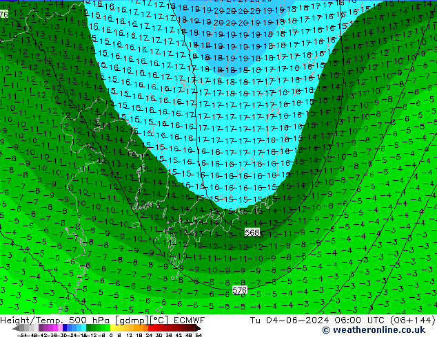 Height/Temp. 500 гПа ECMWF вт 04.06.2024 06 UTC