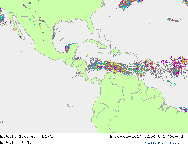 Eşrüzgar Hızları Spaghetti ECMWF Per 30.05.2024 00 UTC