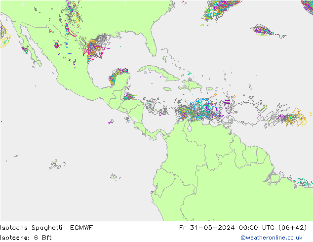 Isotachen Spaghetti ECMWF vr 31.05.2024 00 UTC