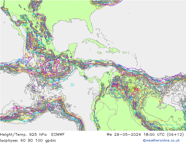 Height/Temp. 925 hPa ECMWF We 29.05.2024 18 UTC