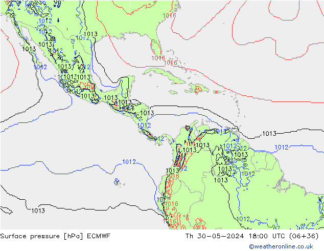 pressão do solo ECMWF Qui 30.05.2024 18 UTC