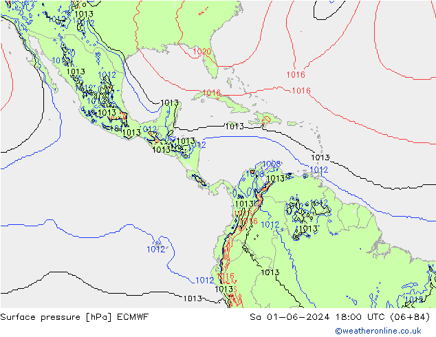 Luchtdruk (Grond) ECMWF za 01.06.2024 18 UTC