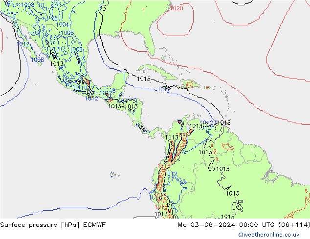 Atmosférický tlak ECMWF Po 03.06.2024 00 UTC