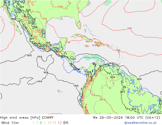 High wind areas ECMWF ср 29.05.2024 18 UTC