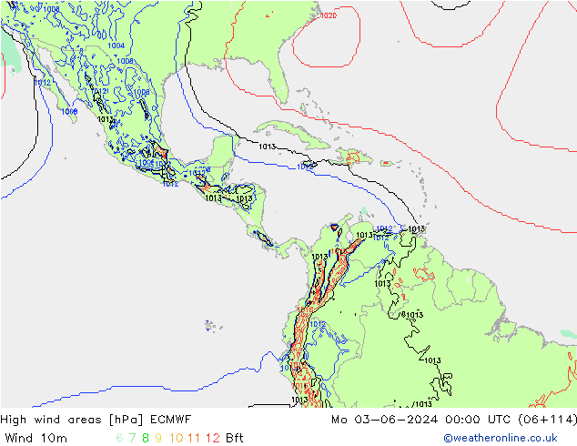 High wind areas ECMWF Mo 03.06.2024 00 UTC