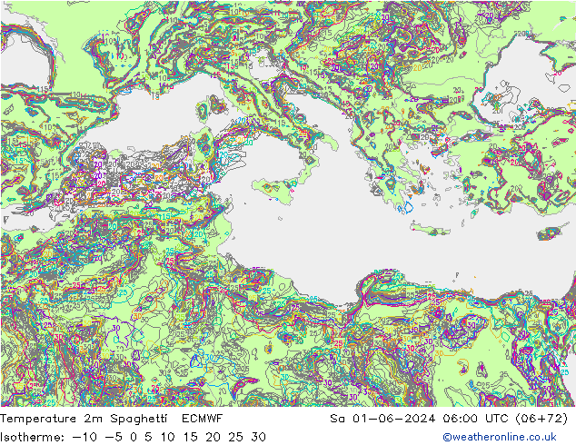 Temperaturkarte Spaghetti ECMWF Sa 01.06.2024 06 UTC