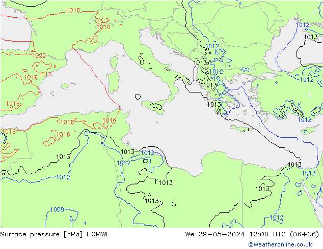 Atmosférický tlak ECMWF St 29.05.2024 12 UTC