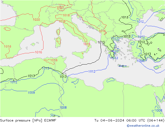 Yer basıncı ECMWF Sa 04.06.2024 06 UTC