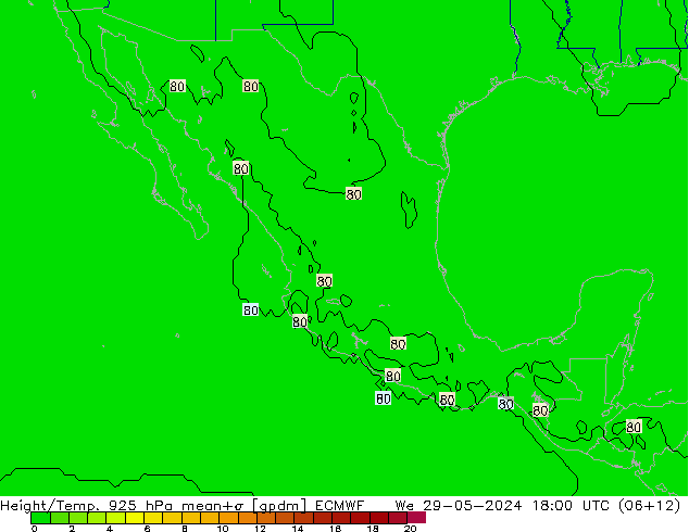 Geop./Temp. 925 hPa ECMWF mié 29.05.2024 18 UTC