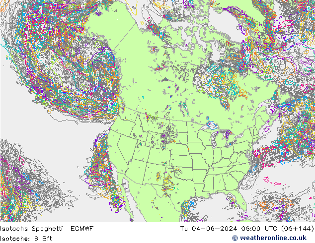 Isotachs Spaghetti ECMWF вт 04.06.2024 06 UTC