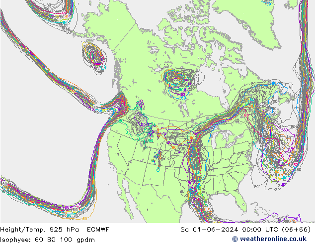 Height/Temp. 925 hPa ECMWF So 01.06.2024 00 UTC