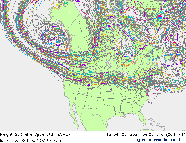 Height 500 hPa Spaghetti ECMWF Tu 04.06.2024 06 UTC