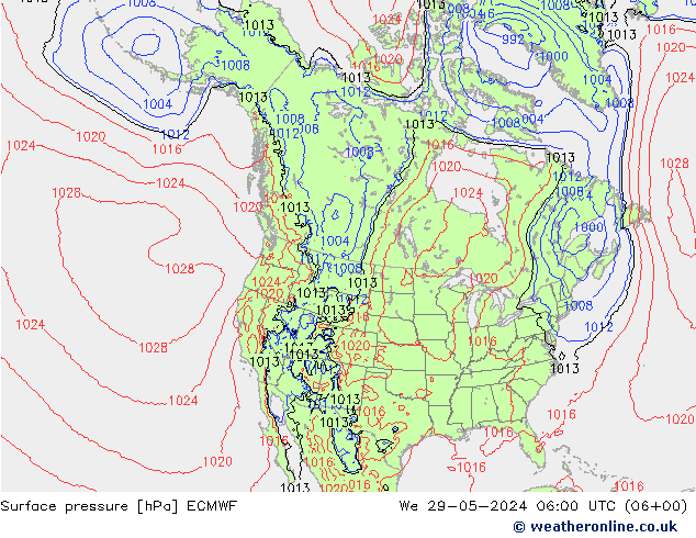 Surface pressure ECMWF We 29.05.2024 06 UTC