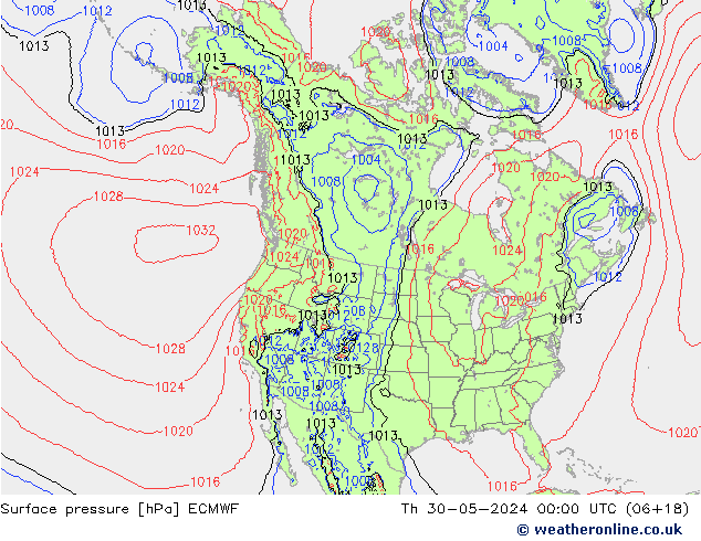 Surface pressure ECMWF Th 30.05.2024 00 UTC