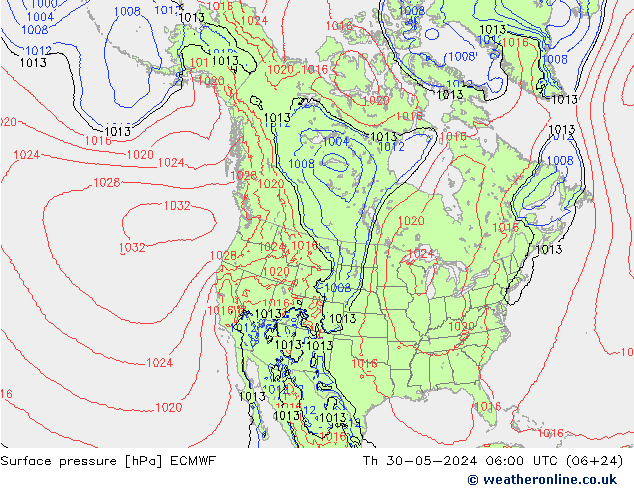 ciśnienie ECMWF czw. 30.05.2024 06 UTC